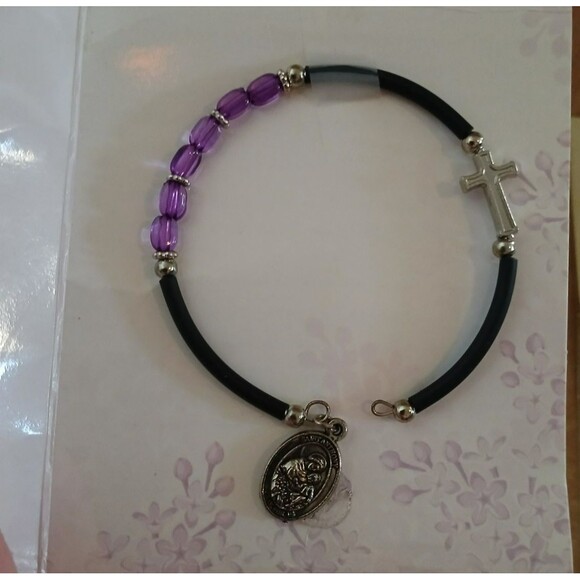 Saint Anthony Pray for Us Catholic Rosary Beads Necklace & Bracelet set of 2 - Picture 8 of 9
